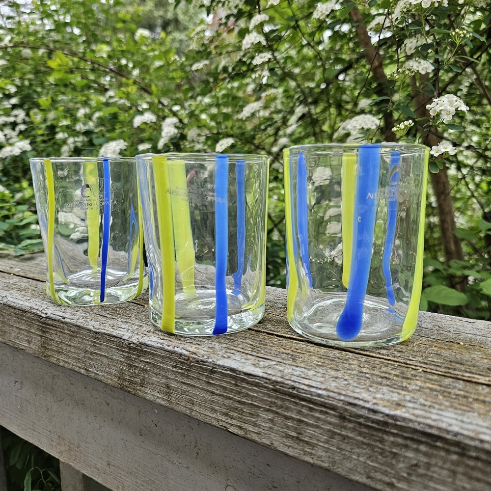 **Alessandro Coppola Blue Goto Glasses Set of 3
